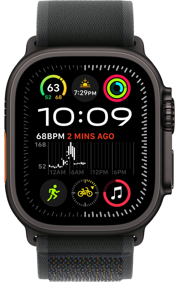 Apple Watch Ultra 2 2024 49mm Black Titanium Case with Black Trail Loop M/L