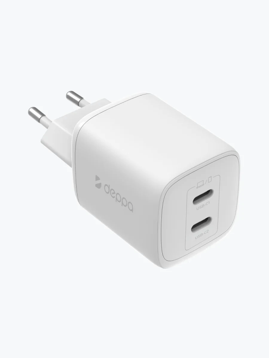 Адаптер Deppa GaN 2xUSB-C 45W (White)