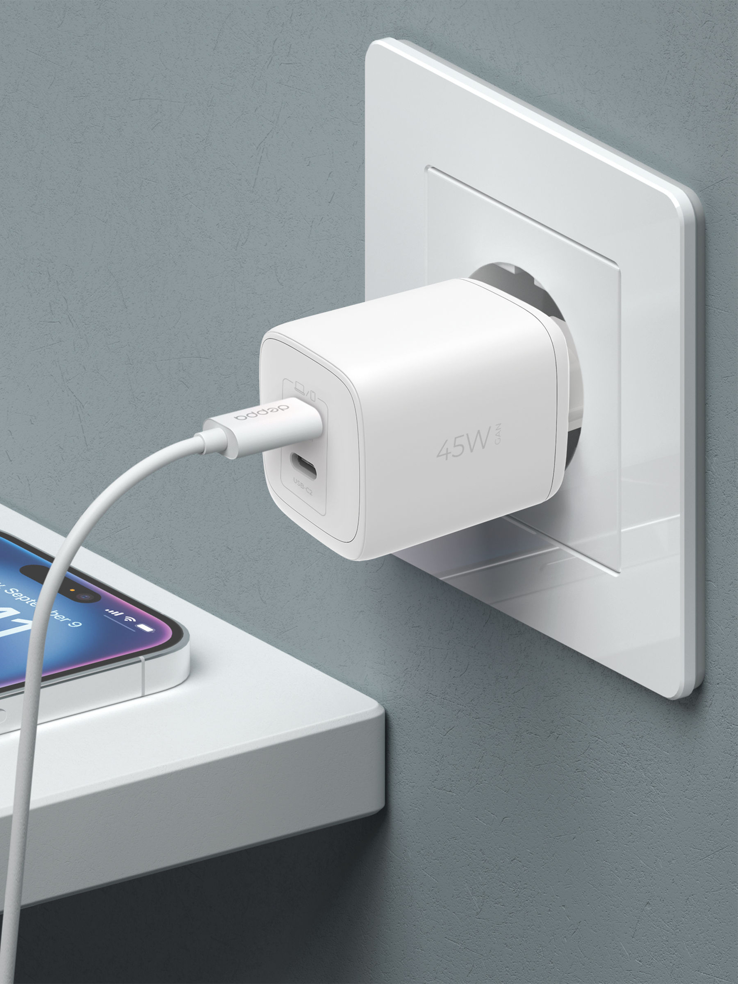 Адаптер Deppa GaN 2xUSB-C 45W (White)