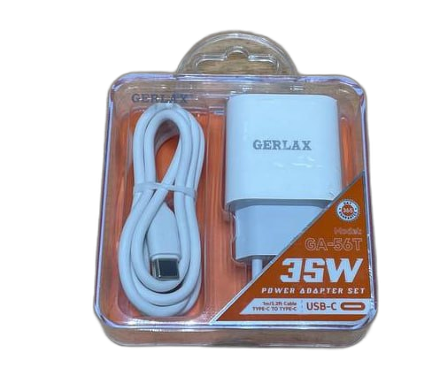 Адаптер Gerlax GA-56T USB-C 35W с кабелем USB-C 1m (White)