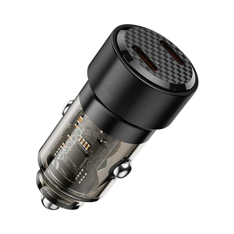 Автомобильное зарядное устройство Deppa Crystal 2xUSB-C 50W (Black)