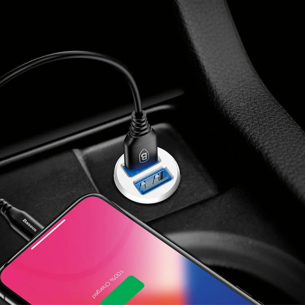 Автомобильное зарядное устройство Baseus Grain 2xUSB-A 15W (White)