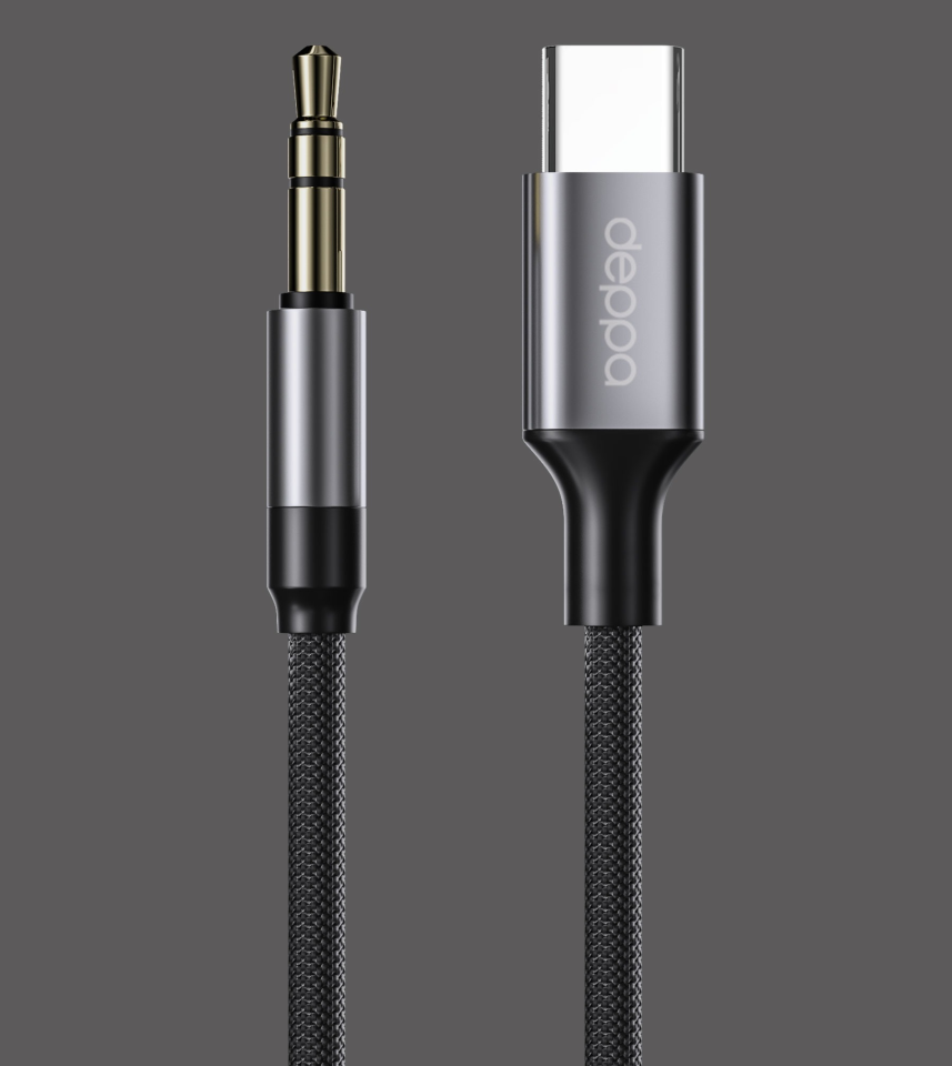 Кабель AUX Deppa USB-C - 3.5mm 1.2m (Black)