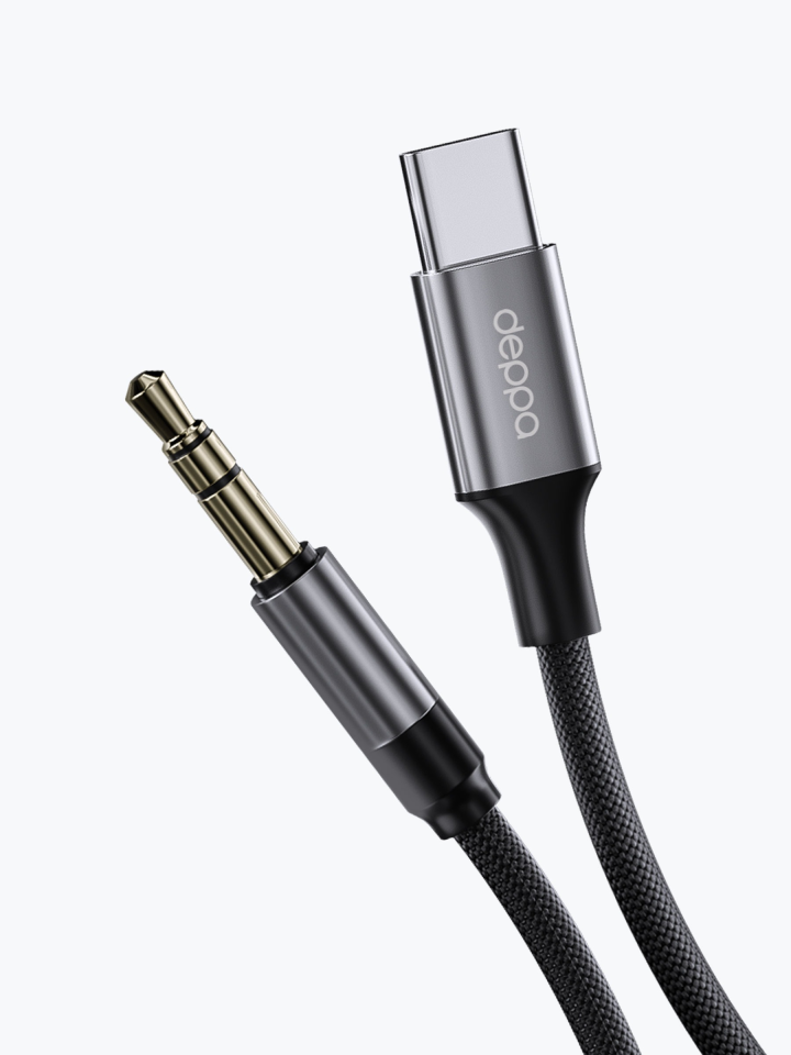 Кабель AUX Deppa USB-C - 3.5mm 1.2m (Black)