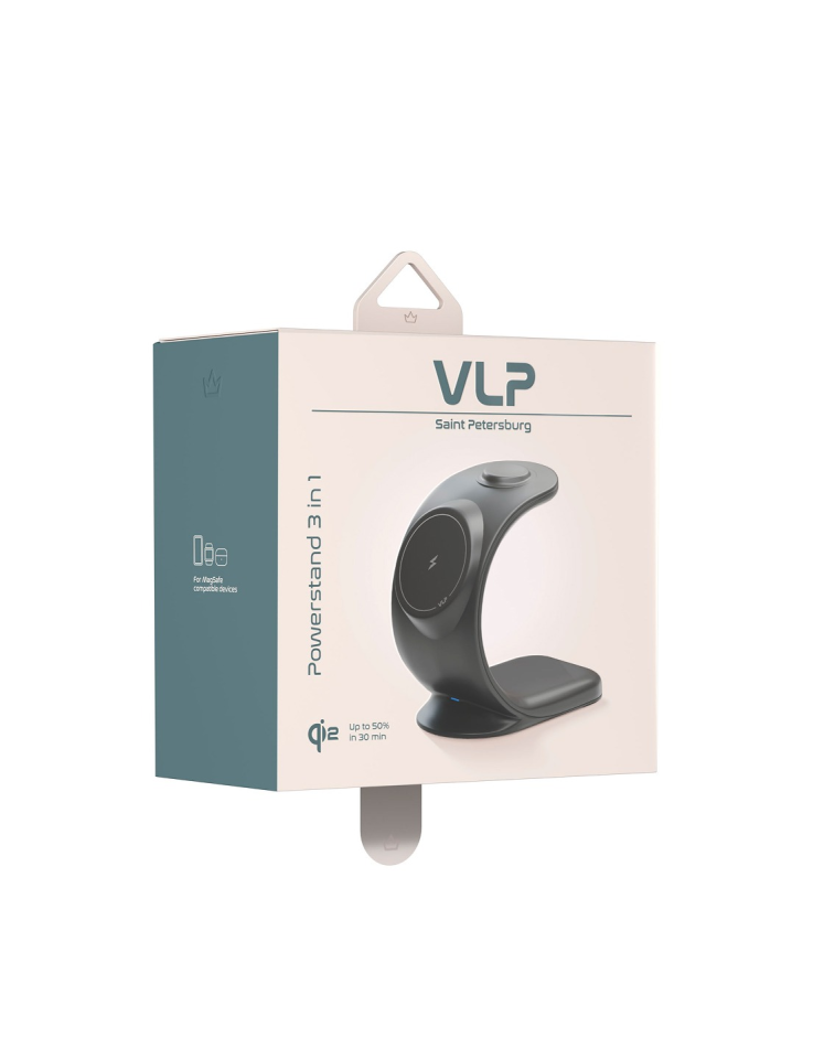Беспроводная зарядная станция VLP Powerstand 3 в 1 MagSafe 15W (Black)