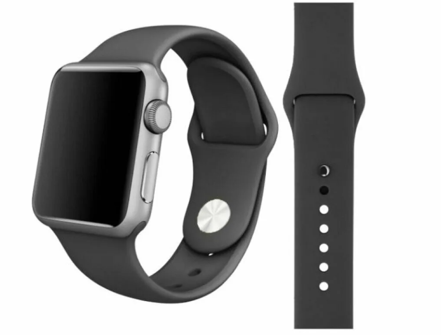 Ремешок силиконовый  для Apple Watch 42/44/45/49 графит