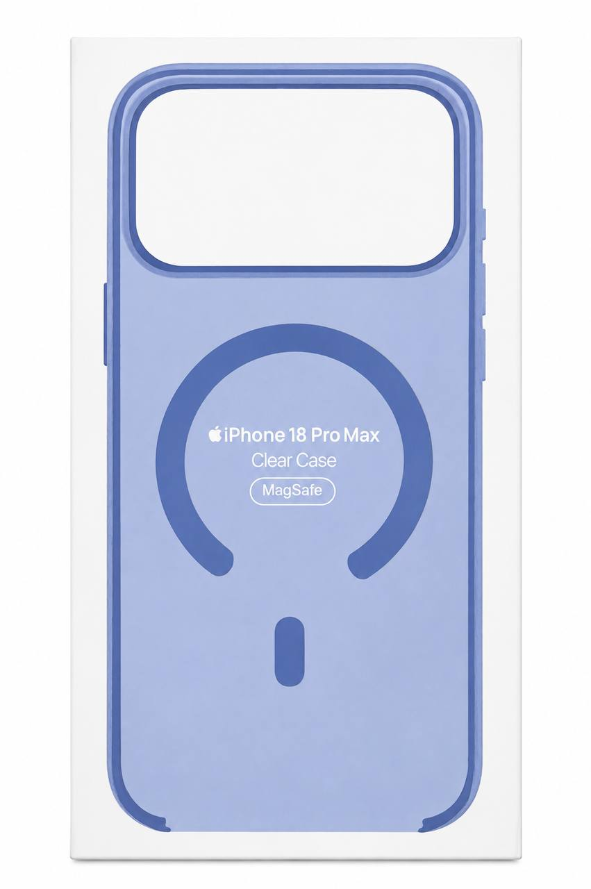Чехол прозрачный голубой с MagSafe для iPhone 17 Pro Max/ 18 Pro Max (пластиковый)