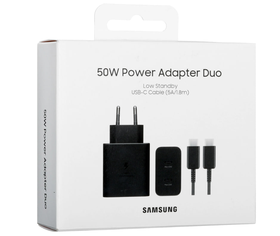 Адаптер Samsung 2xUSB-C 50W с кабелем USB-C 1.8m (Black)