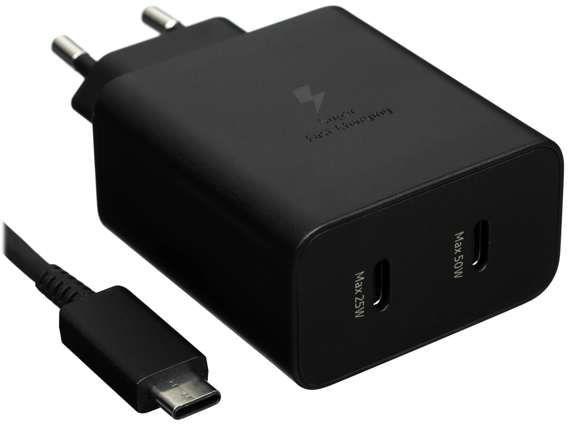 Адаптер Samsung 2xUSB-C 50W с кабелем USB-C 1.8m (Black)