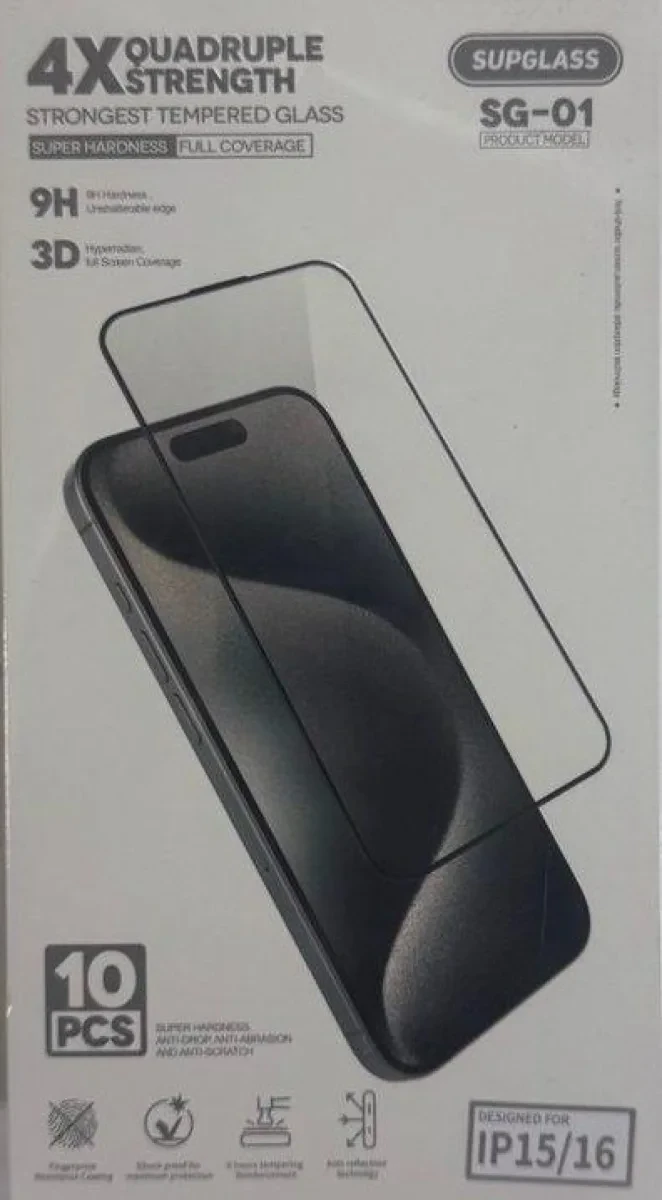 Защитное стекло Supglass SG-01 4X Quadruple Strength Glass 10-in-1 для iPhone 15/16