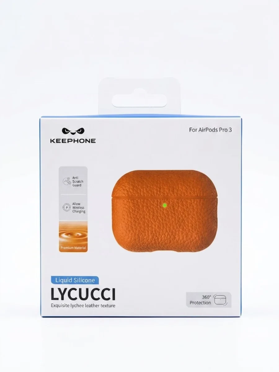 Чехол для AirPods Pro 3 Keephone Lycucci Silicine Leather Case (Orange)