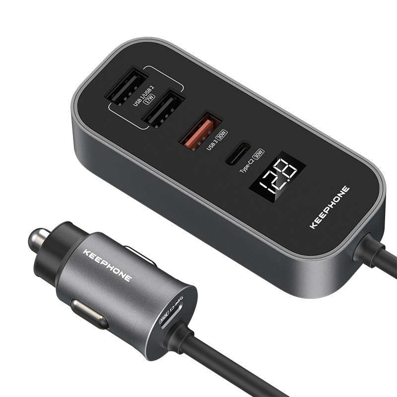 Автомобильное зарядное устройство Keephone CC14 RevAmp 3xUSB-A + 2xUSB-C 107W (Gunmetal)