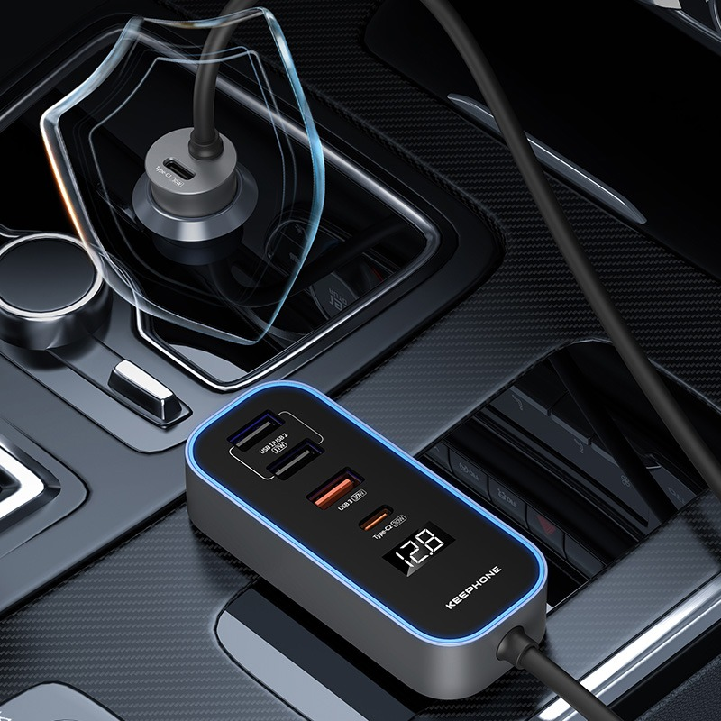 Автомобильное зарядное устройство Keephone CC14 RevAmp 3xUSB-A + 2xUSB-C 107W (Gunmetal)