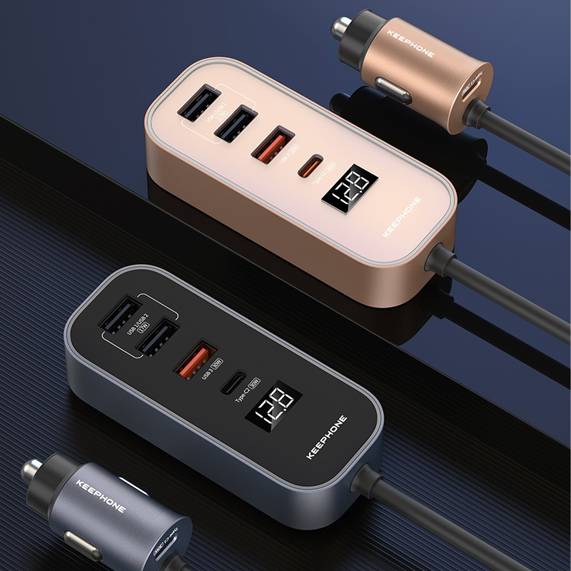 Автомобильное зарядное устройство Keephone CC14 RevAmp 3xUSB-A + 2xUSB-C 107W (Gunmetal)