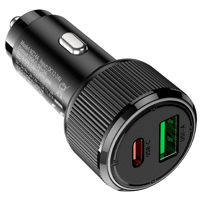 Автомобильное зарядное устройство Hoco NZ14A Guerrero USB-A + USB-C 38W (Black)