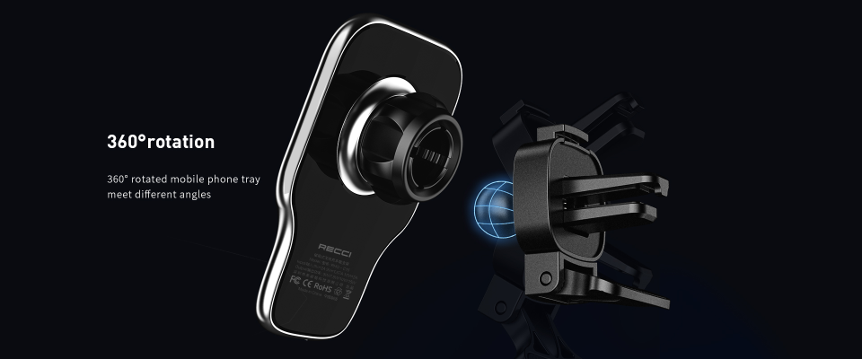 Автомобильный держатель Recci RHO-C15 MagSafe с беспроводной зарядкой (Black)