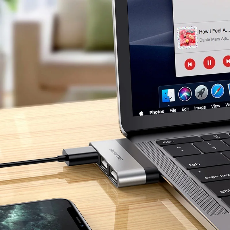 Переходник OTG USB-C to 3-USB Borofone DH1