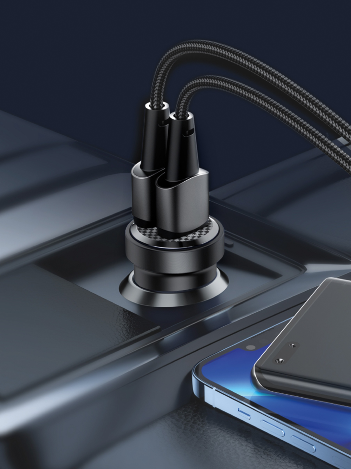 Автомобильное зарядное устройство Deppa Crystal USB-A + USB-C 30W (Black)
