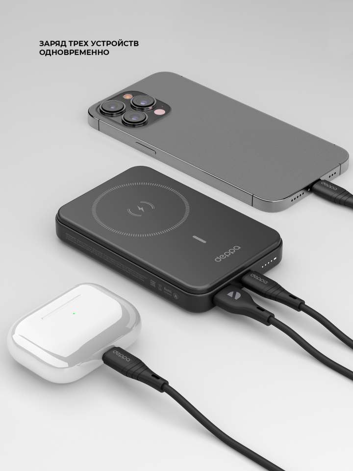 Внешний аккумулятор Deppa NRG MagSafe Basic 10000mah 15W