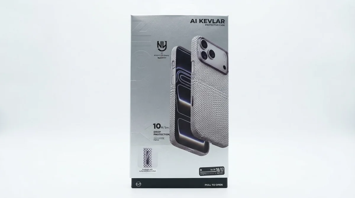 Чехол Njoyny с MagSafe для iPhone 17 Pro Max / 18 Pro Max под карбон (Silver)