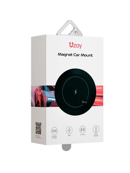 Автомобильный держатель Uzay Magnet Car Mount MagSafe с беспроводной зарядкой (Black)