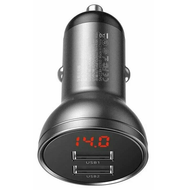 Автомобильное зарядное устройство Baseus CCBX-0G 2xUSB-A 24W (Black)