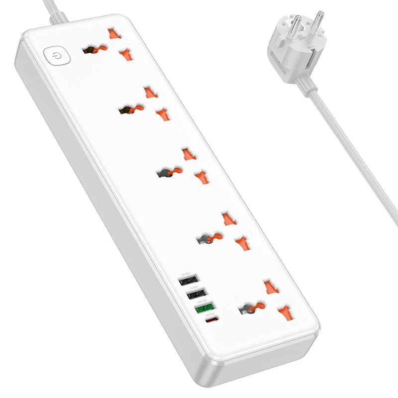 Сетевой фильтр Hoco AC14A 5 розеток + 3xUSB-A + USB-C 1.5m (White)
