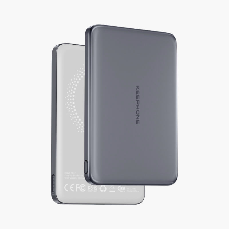 Внешний аккумулятор Keephone Ultra Slim Shanks MagSafe Qi2 5000mAh 25W (Gunmetal)