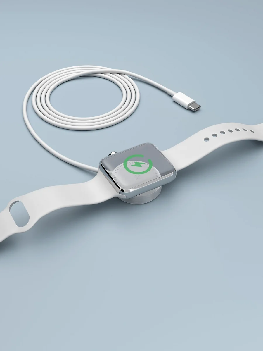 Беспроводное зарядное устройство для часов Uni Watch 2 в 1, белый, Deppa
