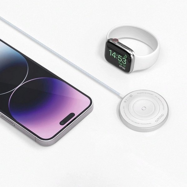 Беспроводное зарядное устройство Deppa QI Fast Charge 18W 2 в 1 белый