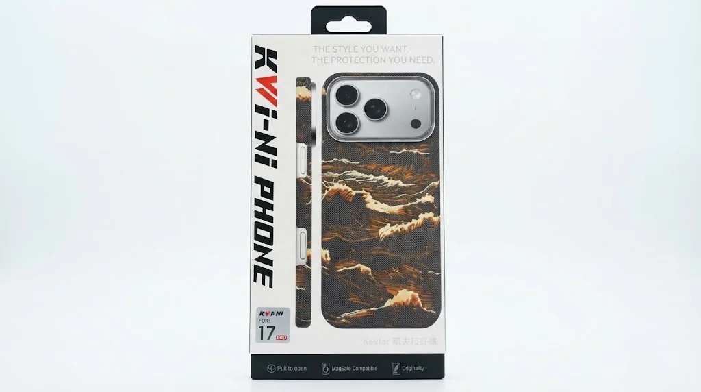 Чехол Kwi-Ni с MagSafe для iPhone 17 Pro / 18 Pro под карбон волны серый