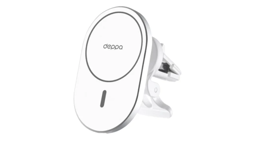 Автомобильный держатель Deppa Flat MagSafe с беспроводной зарядкой (White)