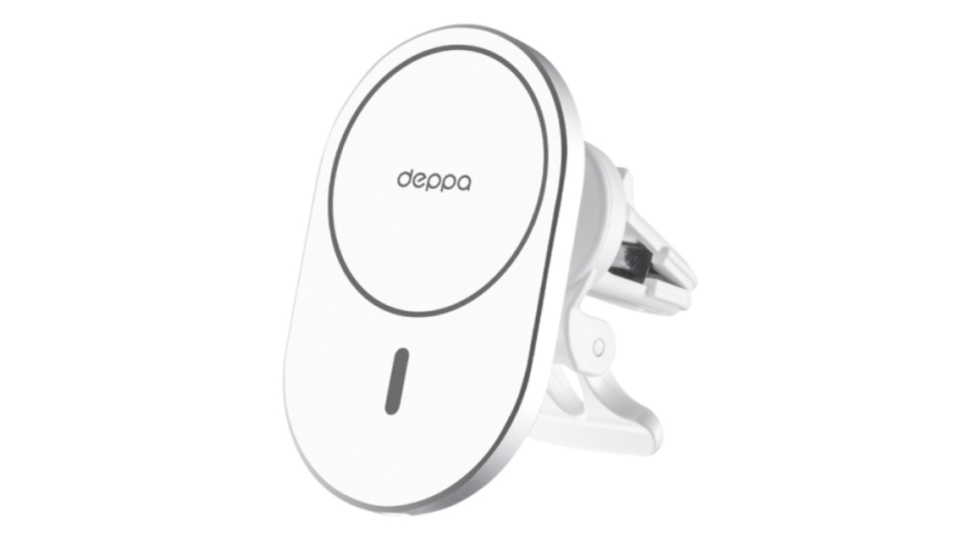 Автомобильный держатель Deppa Flat MagSafe с беспроводной зарядкой (White)