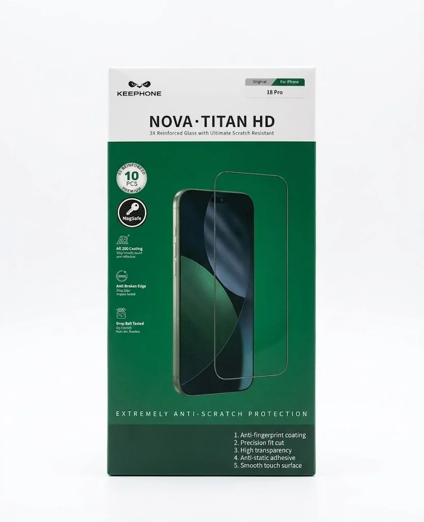 Безрамочное защитное стекло Keephone Nova Titan для iPhone 18 Pro