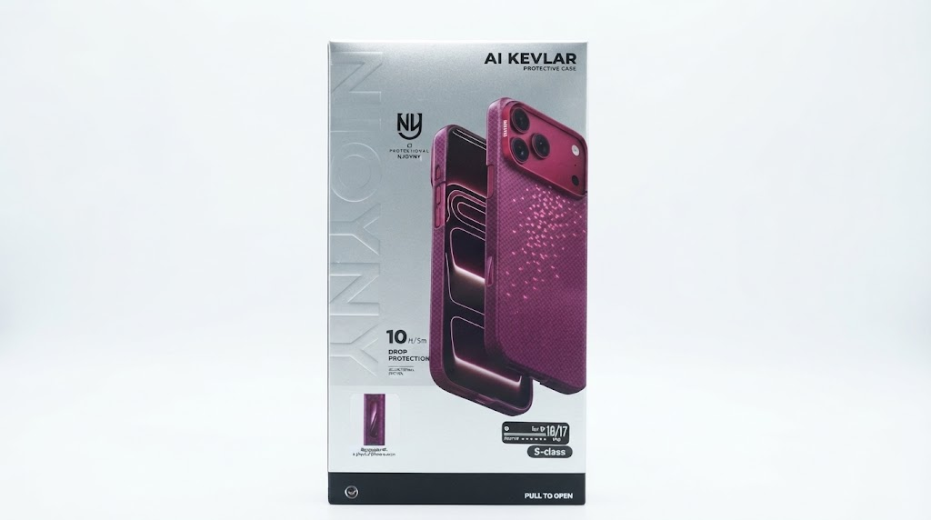 Чехол Njoyny с MagSafe для iPhone 17 Pro / 18 Pro под карбон (Burgundy Star)