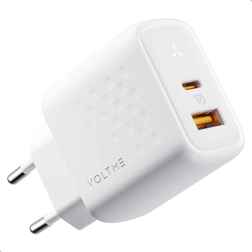 Адаптер VOLTME Revo Duo GaN USB-A + USB-C 45W (White)