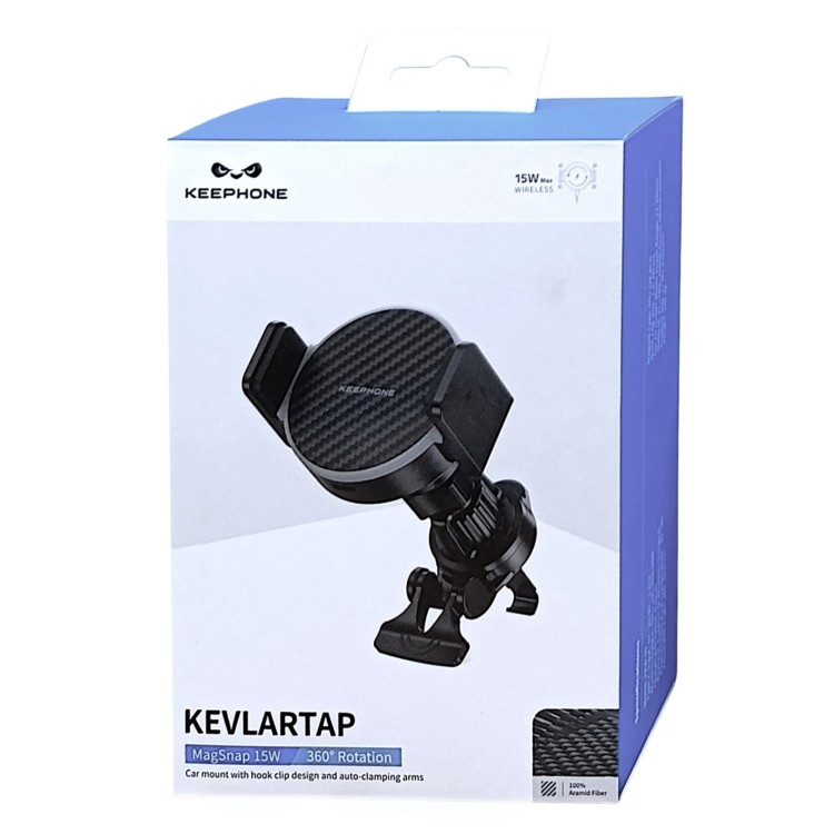 Автомобильный держатель Keephone KevlarTap MagSafe с беспроводной зарядкой (Black)