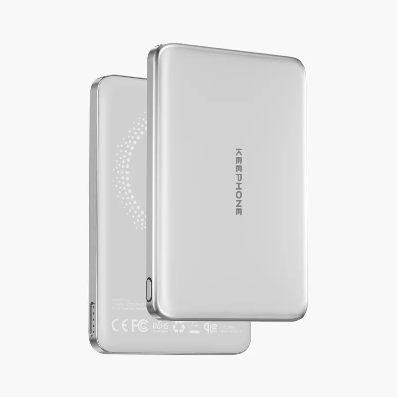 Внешний аккумулятор Keephone Ultra Slim Shanks MagSafe Qi2 5000mAh 25W (Silver)