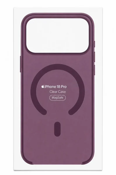 Чехол прозрачный вишневый с MagSafe для iPhone 17 Pro /18 Pro (пластиковый)