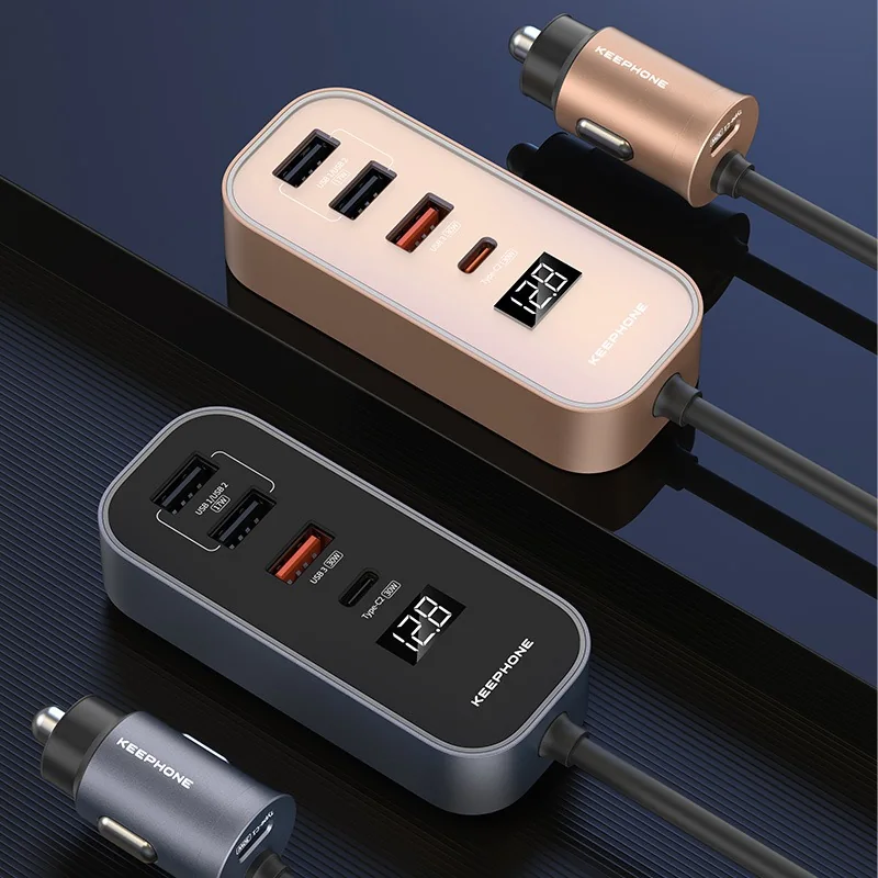 Автомобильное зарядное устройство Keephone CC14 RevAmp 3xUSB-A + 2xUSB-C 107W (Desert Titanium)