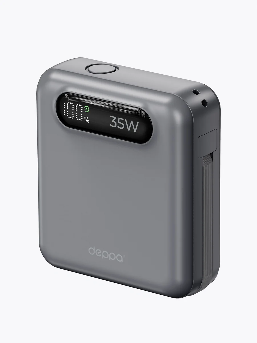 Внешний АКБ NRG Turbo Cable 10000 mAh, 35Вт, графит, Deppa
