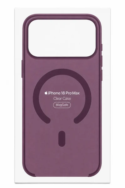Чехол прозрачный вишневый с MagSafe для iPhone 17 Pro Max /18 Pro Max (пластиковый)