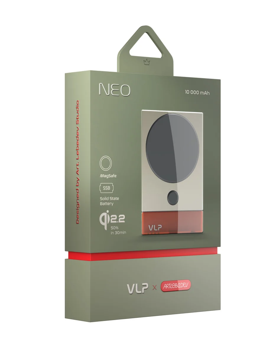 Аккумулятор внешний VLP NEO MagSafe, Qi2.2, 10000 mAh, 3A, USB-C, amber gray