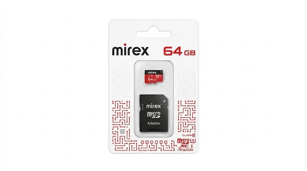 Карта памяти Mirex microSDXC с адаптером 64GB