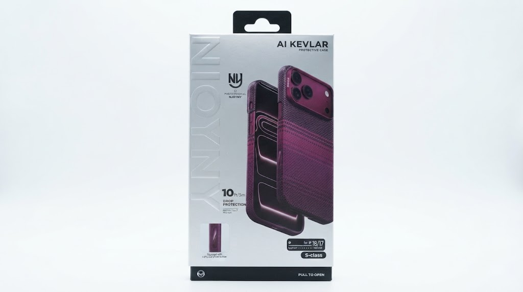 Чехол Njoyny с MagSafe для iPhone 17 Pro Max / 18 Pro Max под карбон (Burgundy Rise)