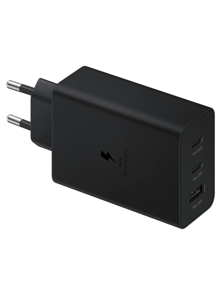 Адаптер Samsung 2xUSB-C + USB-A 65W с кабелем USB-C 1m (Black)