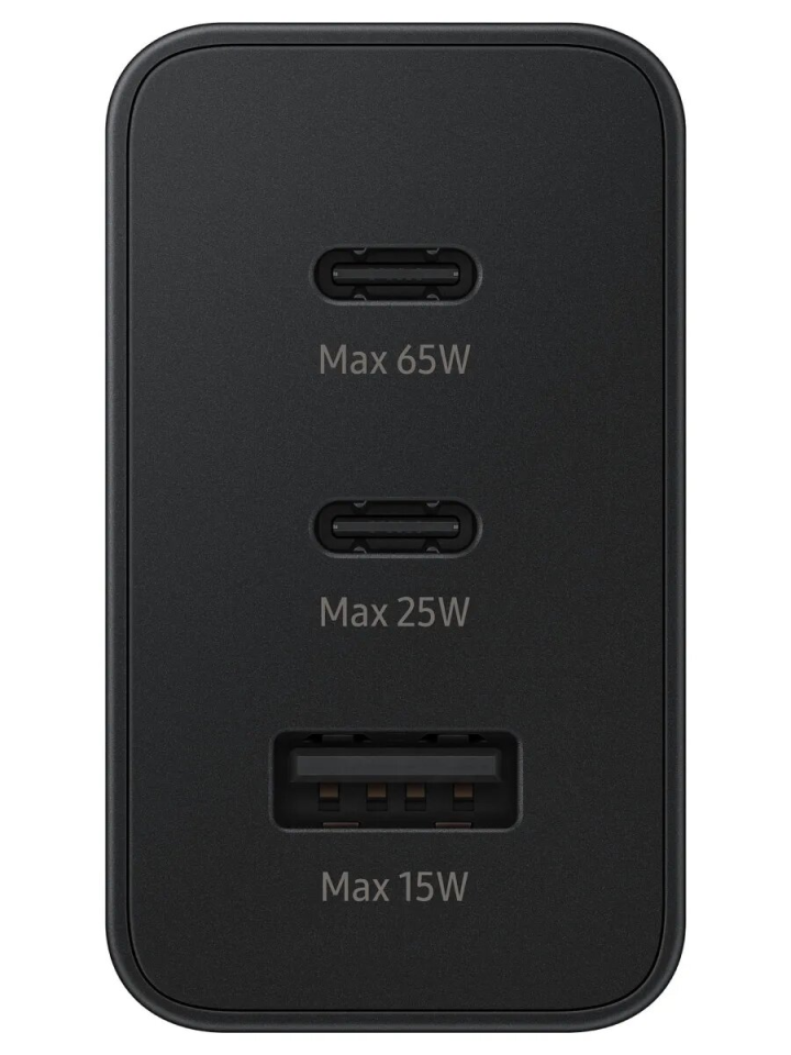 Адаптер Samsung 2xUSB-C + USB-A 65W с кабелем USB-C 1m (Black)