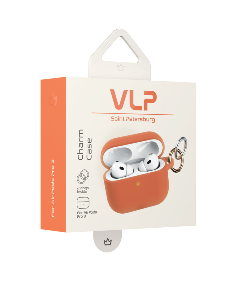 Чехол силиконовый VLP Charm Case для AirPods Pro 3, оранжевый