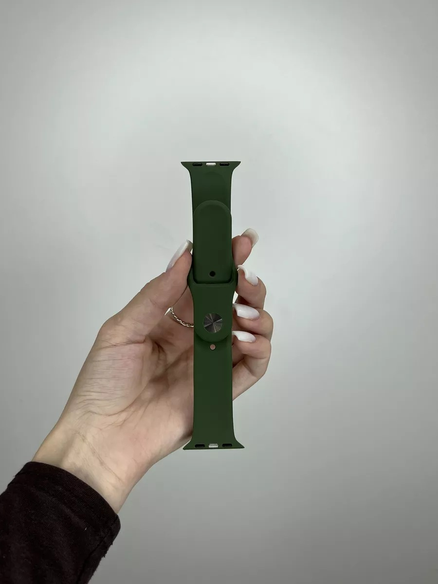 Ремешок силиконовый для Apple Watch 42/44/45/49 темно-зеленый