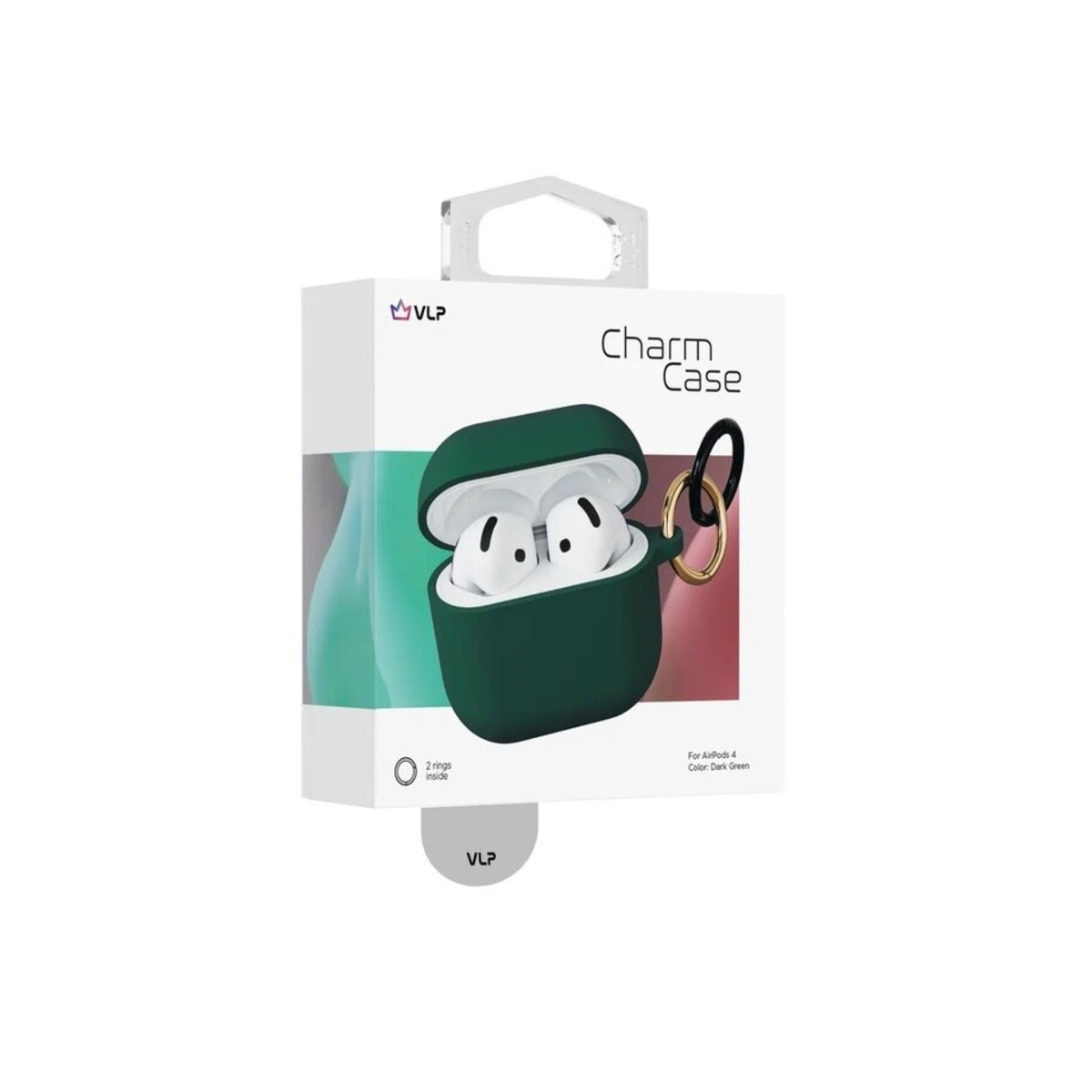Чехол защитный VLP Soft Touch, с кольцом, для AirPods 4, темно-зеленый